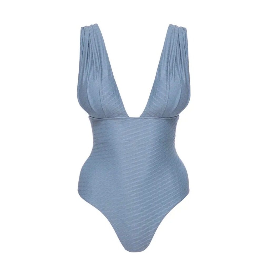Monday Swimwear Aruba One Piece Cerulean Blue Jacquard Textured Swimsuit M